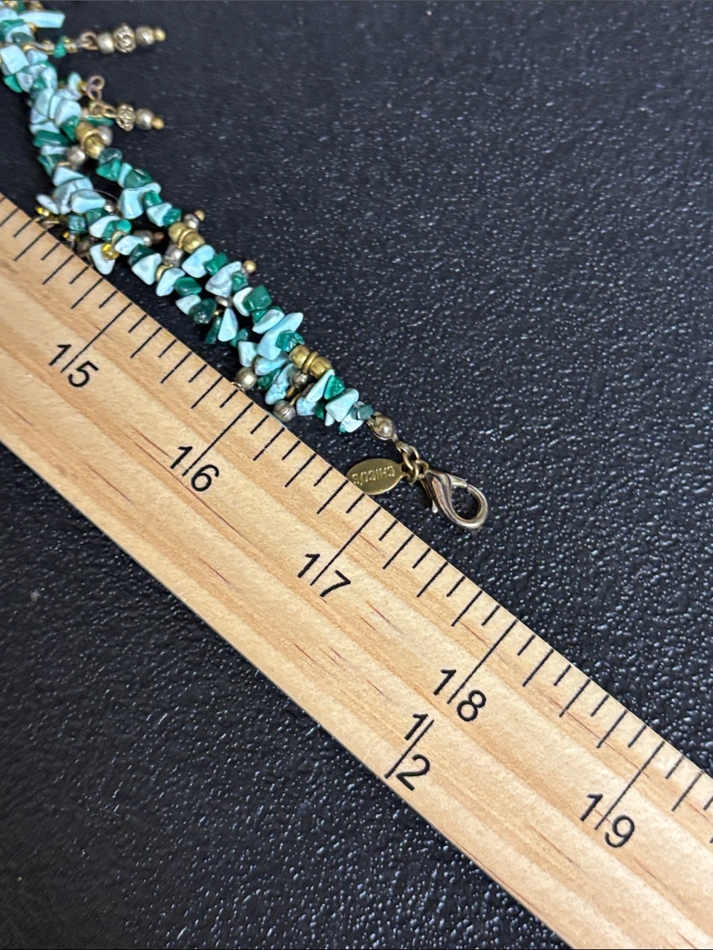 Chico’s Boho Turquoise Beaded Fringe Necklace - Gold Accent - Women Jewelry - Picture 7 of 7